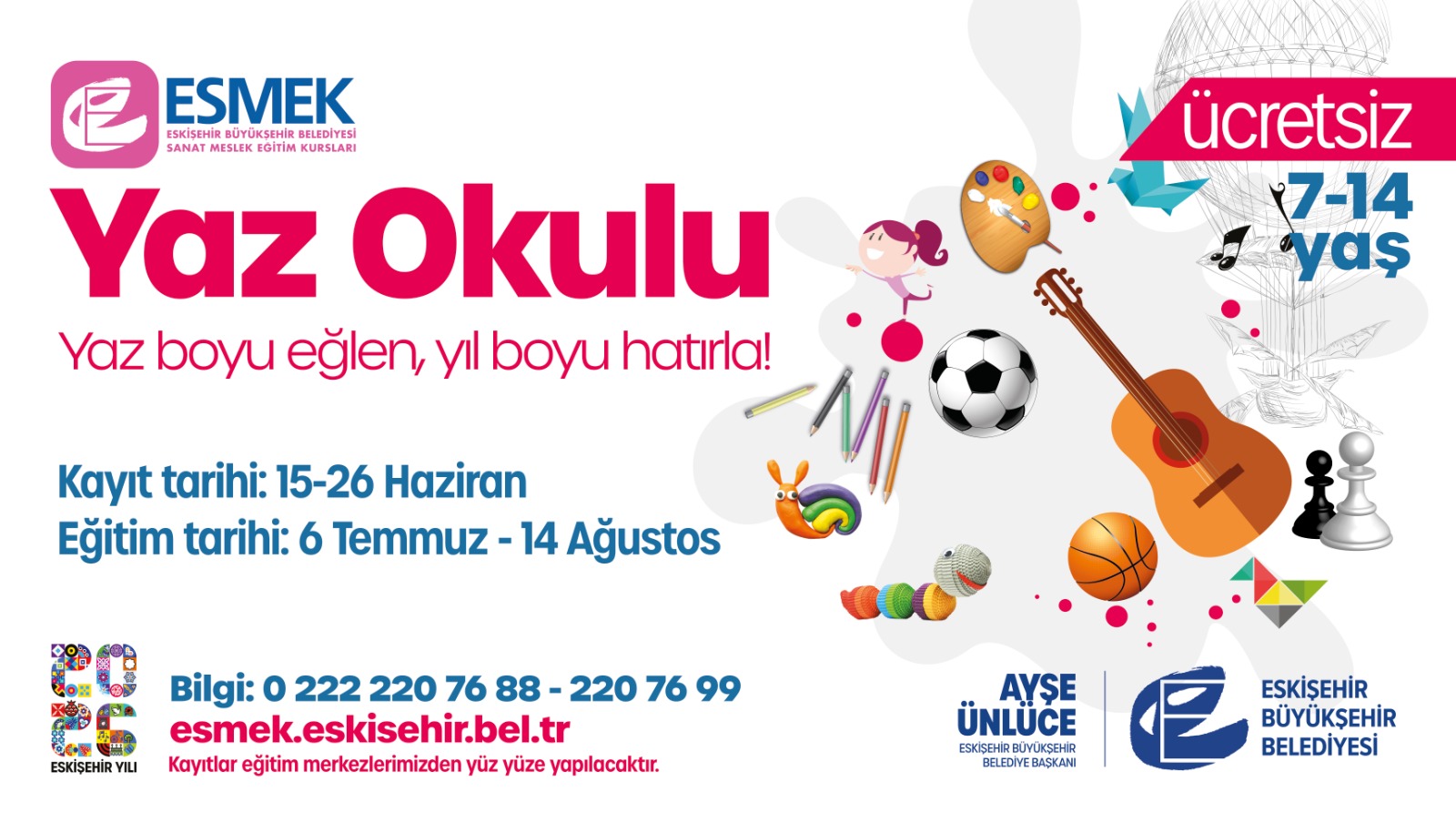7-14 YA� �OCUKLAR ���N 'YAZ OKULU' KURS KAYITLARI BA�LADI! 